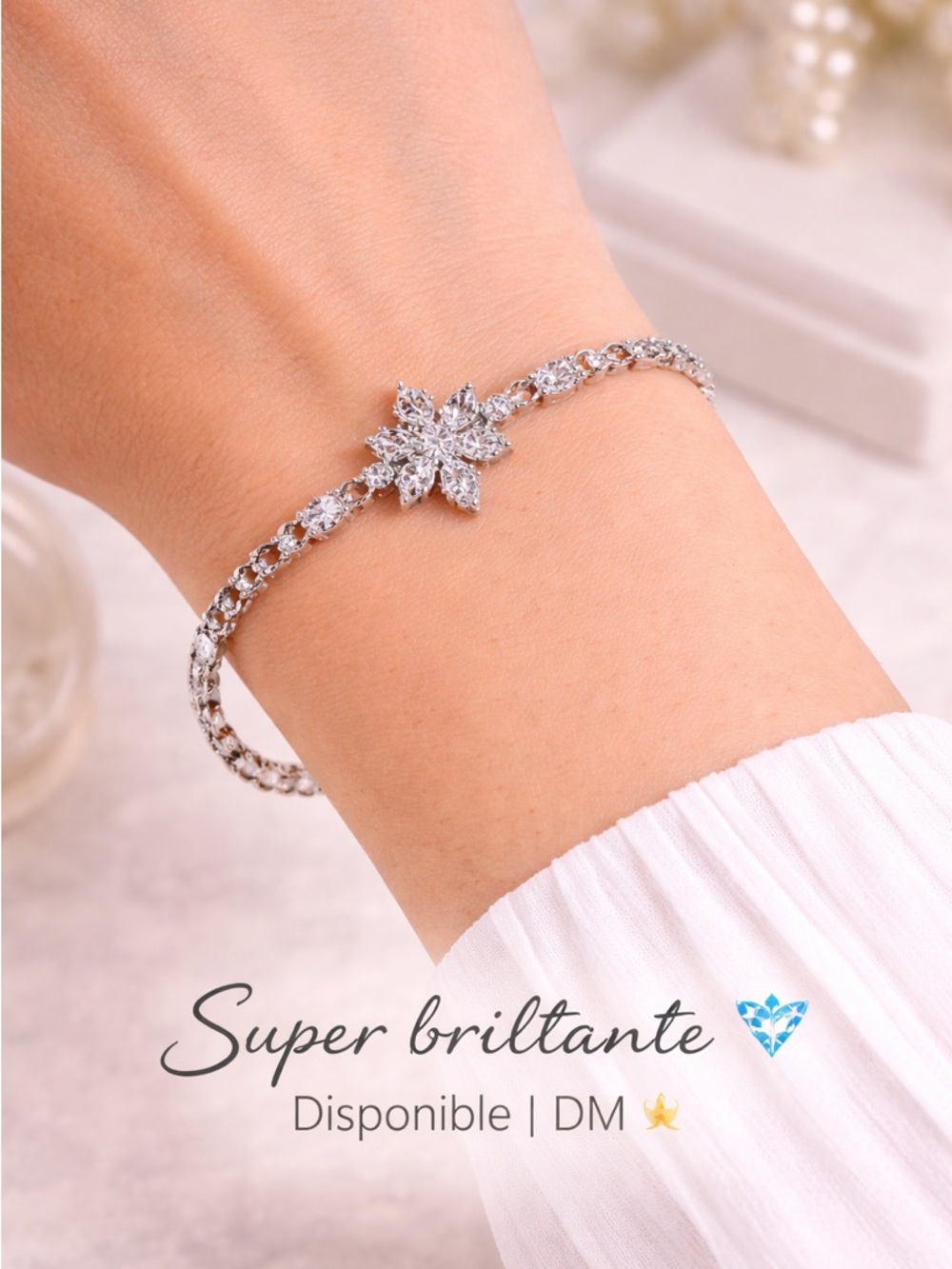 Elegant Silver Crystal Flower Bracelet